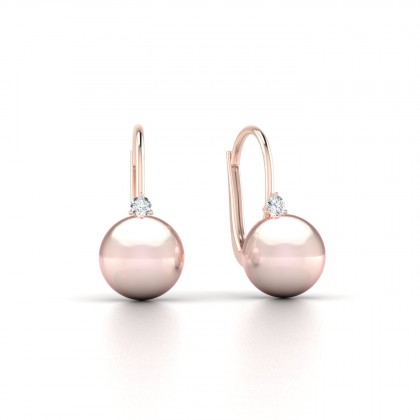 Manoa Boucles d'oreilles Perle d'eau douce Rose 8 à 9 mm en Or rose 18k
