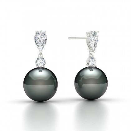 Mateata Boucles d'oreilles Perle de Tahiti en Or blanc 18k