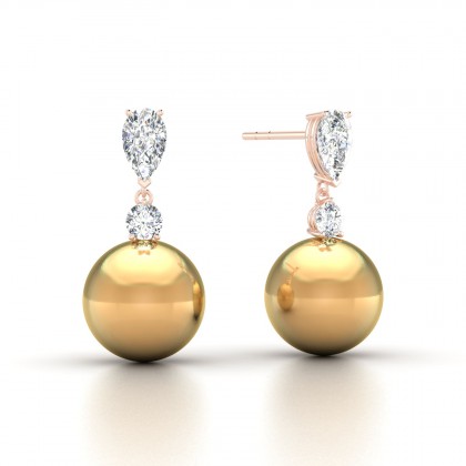Mateata Boucles d'oreilles Perle d'eau douce dorée en Or rose 18k