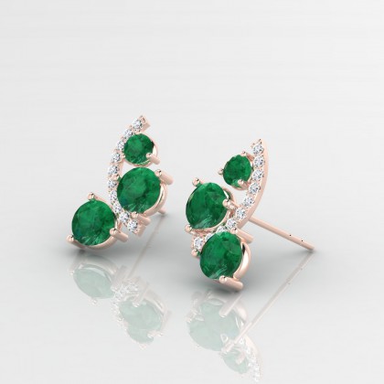 Mélonie Boucles d'oreilles Emeraude en Or rose 18k