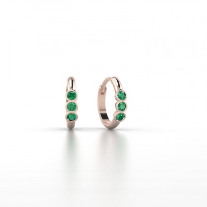 Appoline Mini créoles Emeraude en Or rose 18k