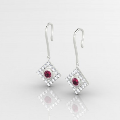 Mireille Boucles d'oreilles Grenat en Or blanc 18k