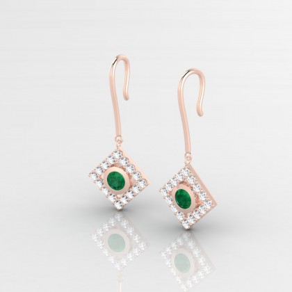 Mireille Boucles d'oreilles Emeraude en Or rose 18k