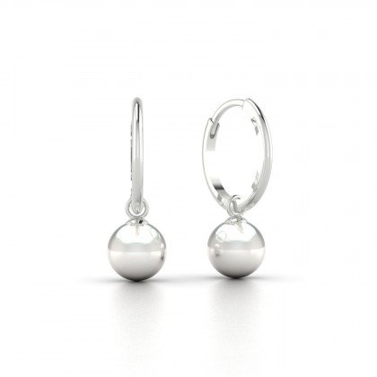 Moana Boucles d'oreilles Créoles Perle d'eau douce Blanche 6 à 7 mm en Or blanc 18k