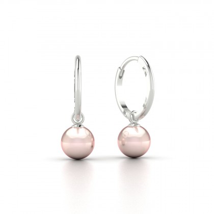 Moana Boucles d'oreilles Créoles Perle d'eau douce Rose 6 à 7 mm en Or blanc 18k