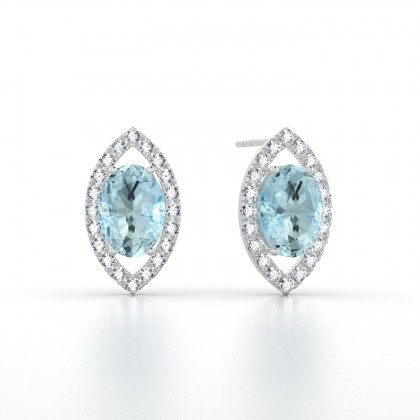 Mystique Boucles d'oreilles Aigue-marine en Or blanc 18k