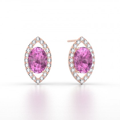 Mystique Boucles d'oreilles Saphir rose en Or rose 18k