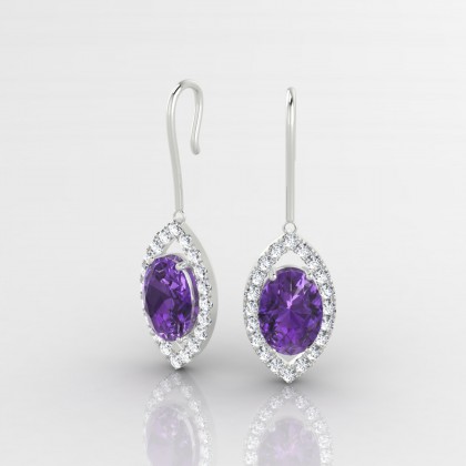 Mystique Pendante Boucles d'oreilles Améthyste en Or blanc 18k