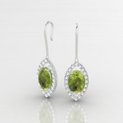 Mystique Pendante Boucles d'oreilles Péridot en Or blanc 18k