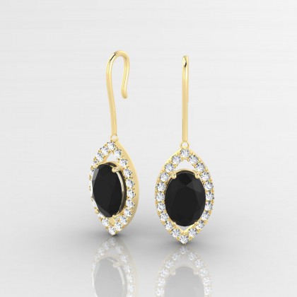 Mystique Pendante Boucles d'oreilles Diamant noir en Or jaune 18k