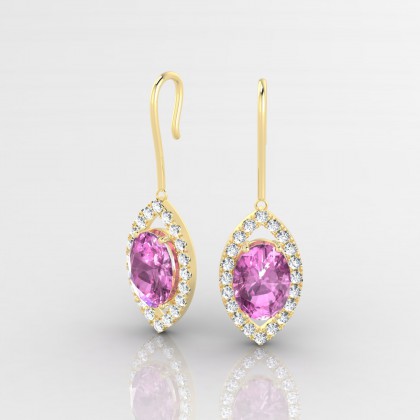 Mystique Pendante Boucles d'oreilles Saphir rose en Or jaune 18k