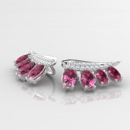 Nahima Boucles d'oreilles Grenat en Argent 925