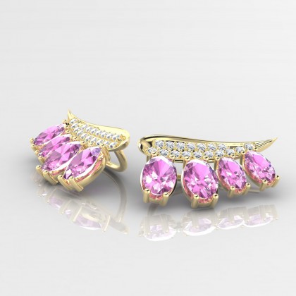 Nahima Boucles d'oreilles Saphir rose en Or jaune 18k