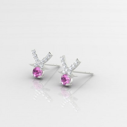 Octavie Boucles d'oreilles Saphir rose en Or blanc 18k