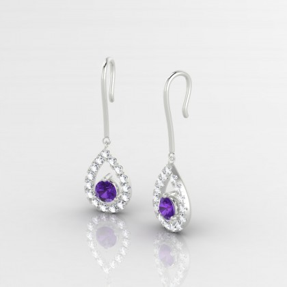 Odette Boucles d'oreilles Améthyste en Or blanc 18k