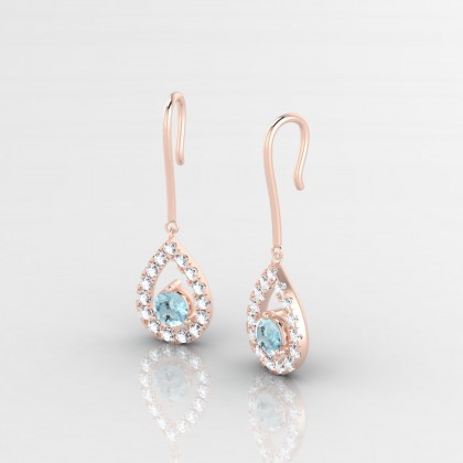 Odette Boucles d'oreilles Aigue-marine en Or rose 18k