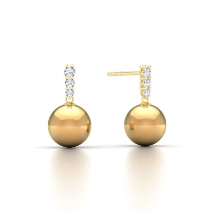Oriata Boucles d'oreilles Perle d'eau douce dorée en Or jaune 18k