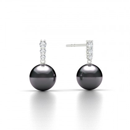 Oriata Boucles d'oreilles Perle d'eau douce noire en Argent 925