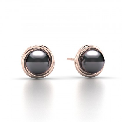 Otahi Boucles d'oreilles Perle d'eau douce noire en Or rose 18k