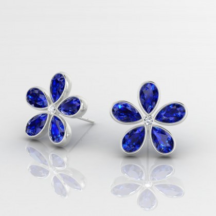 Paquerette Boucles d'oreilles Saphir en Argent 925