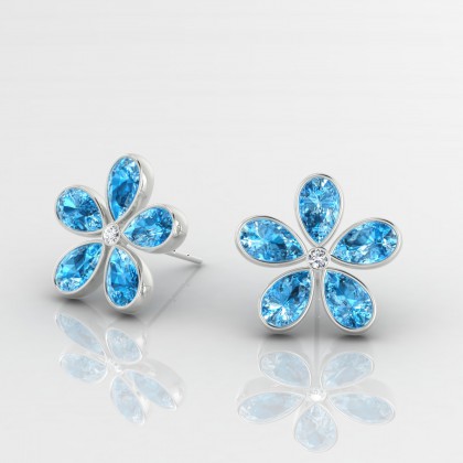 Paquerette Boucles d'oreilles Topaze en Or blanc 18k
