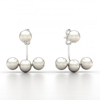 Perséphone Boucles d'oreilles Perle d'eau douce blanche en Or blanc 18k