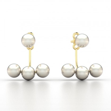 Perséphone Boucles d'oreilles Perle d'eau douce blanche en Or jaune 18k