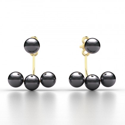 Perséphone Boucles d'oreilles Perle d'eau douce noire en Or jaune 18k