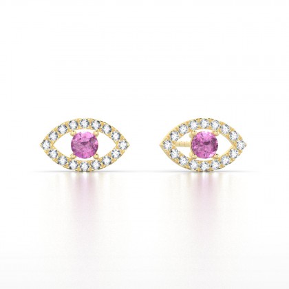 Persia Boucles d'oreilles Saphir rose en Or jaune 18k