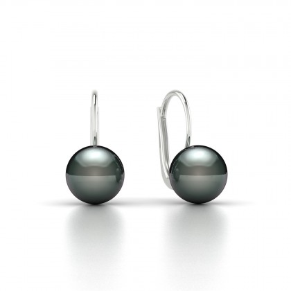 Raiata Boucles d'oreilles Perle de Tahiti 8 à 9 mm en Or blanc 18k