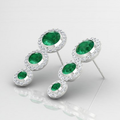 Régine Boucles d'oreilles Emeraude en Or blanc 18k