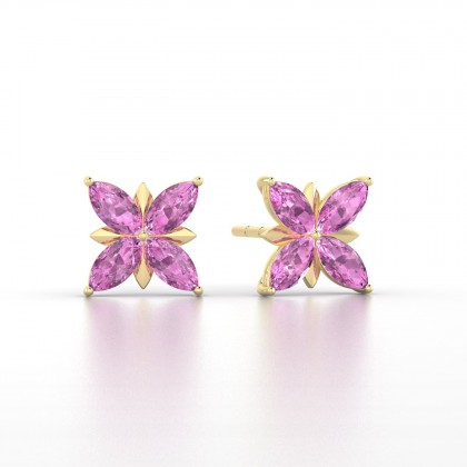 Romy Boucles d'oreilles Marquises Saphir rose 0,88 carat en Or jaune 18k