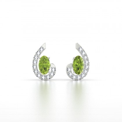 Sidonie Boucles d'oreilles Péridot en Or blanc 18k