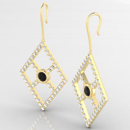 Symétrie Boucles d'oreilles Diamant noir en Or jaune 18k