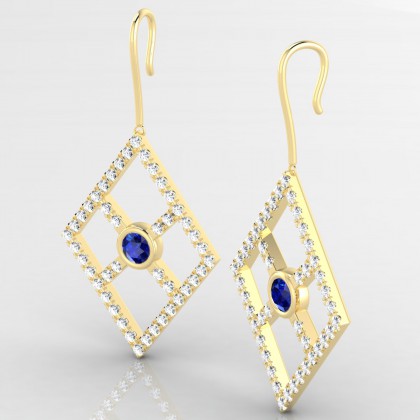 Symétrie Boucles d'oreilles Saphir en Or jaune 18k