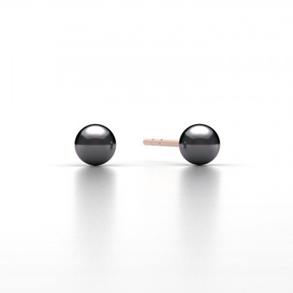 Teora Boucles d'oreilles Perle d'eau douce Noire en Or rose 18k