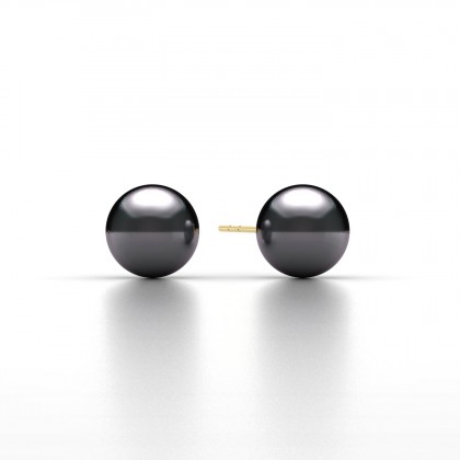 Tiare Boucles d'oreilles Perle d'eau douce noire en Or jaune 18k
