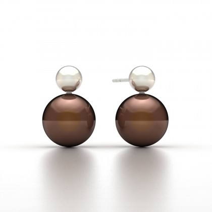 Toari Boucles d'oreilles Perle d'eau douce chocolat en Argent 925