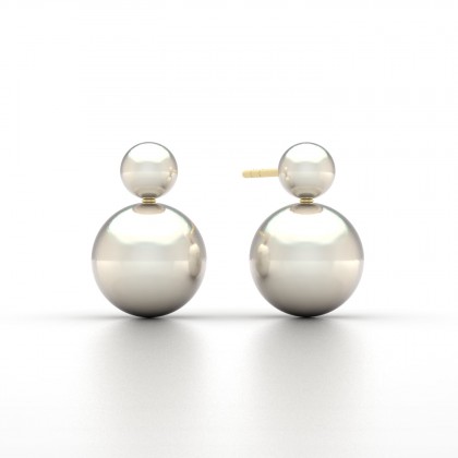 Toari Boucles d'oreilles Perle d'eau douce blanche en Or jaune 18k