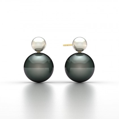 Toari Boucles d'oreilles Perle de Tahiti en Or jaune 18k