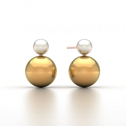 Toari Boucles d'oreilles Perle d'eau douce dorée en Or rose 18k