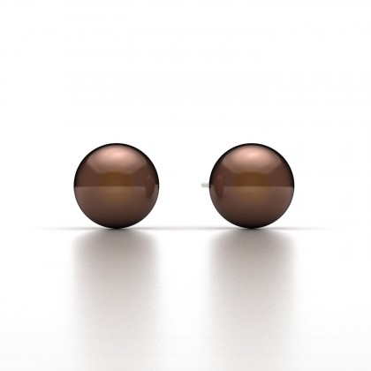 Vauana Boucles d'oreilles Perle d'eau douce chocolat en Or blanc 18k