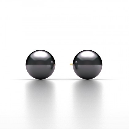Vauana Boucles d'oreilles Perle d'eau douce noire en Or jaune 18k