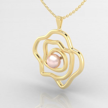 Aata Pendentif Perle d'eau douce rose en Or jaune 18k