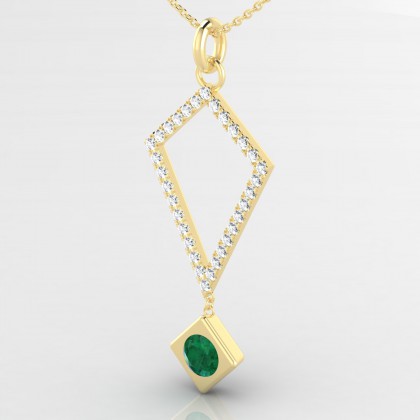 Abstraction Pendentif Emeraude en Or jaune 18k