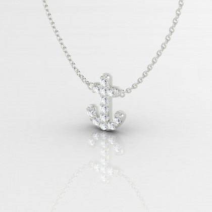 Anchor Pendentif Diamant en Or blanc 18k