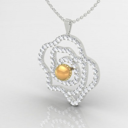 Anitea Pendentif Perle d'eau douce dorée en Or blanc 18k