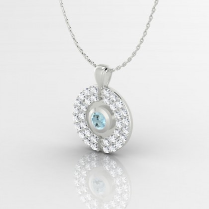 Annabella Pendentif Aigue-marine en Or blanc 18k