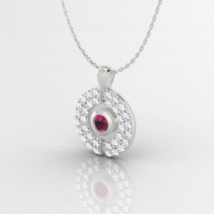 Annabella Pendentif Grenat en Or blanc 18k