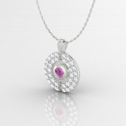 Annabella Pendentif Saphir rose en Or blanc 18k